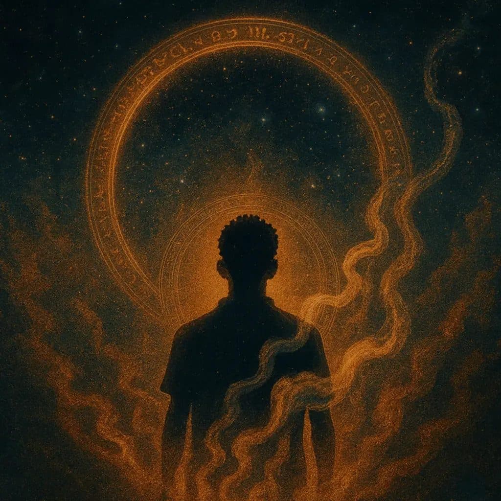 The opening chapter's illustration: a figure before a golden portal.
